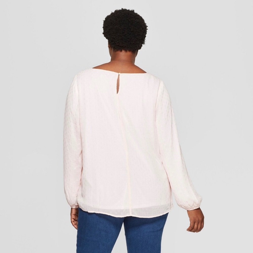 Long sleeve chiffon blouse with cami pink - Picture 4 of 4